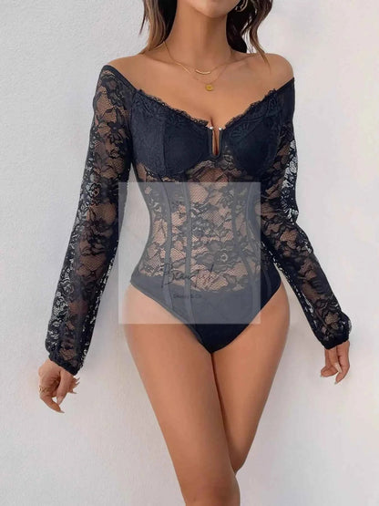 Off - Shoulder Lace Bodysuit