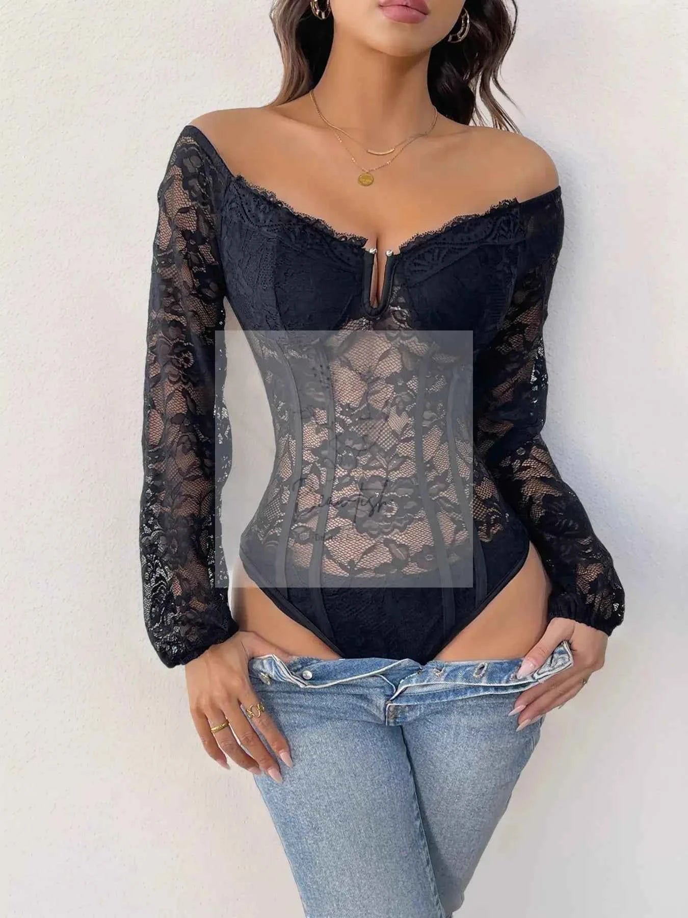 Off - Shoulder Lace Bodysuit