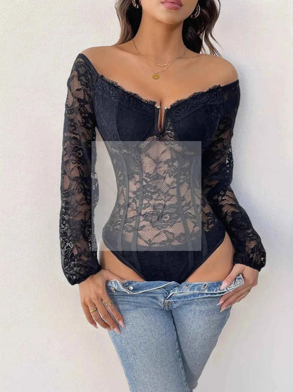 Off - Shoulder Lace Bodysuit