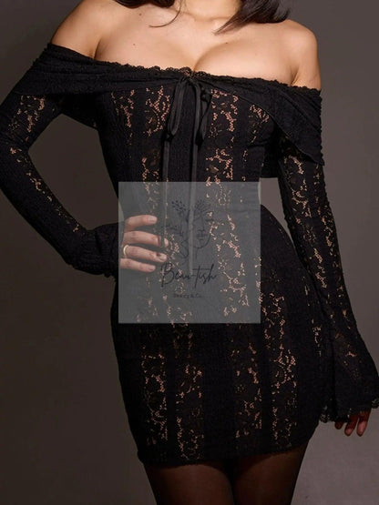 Off-Shoulder Lace Mini Dress