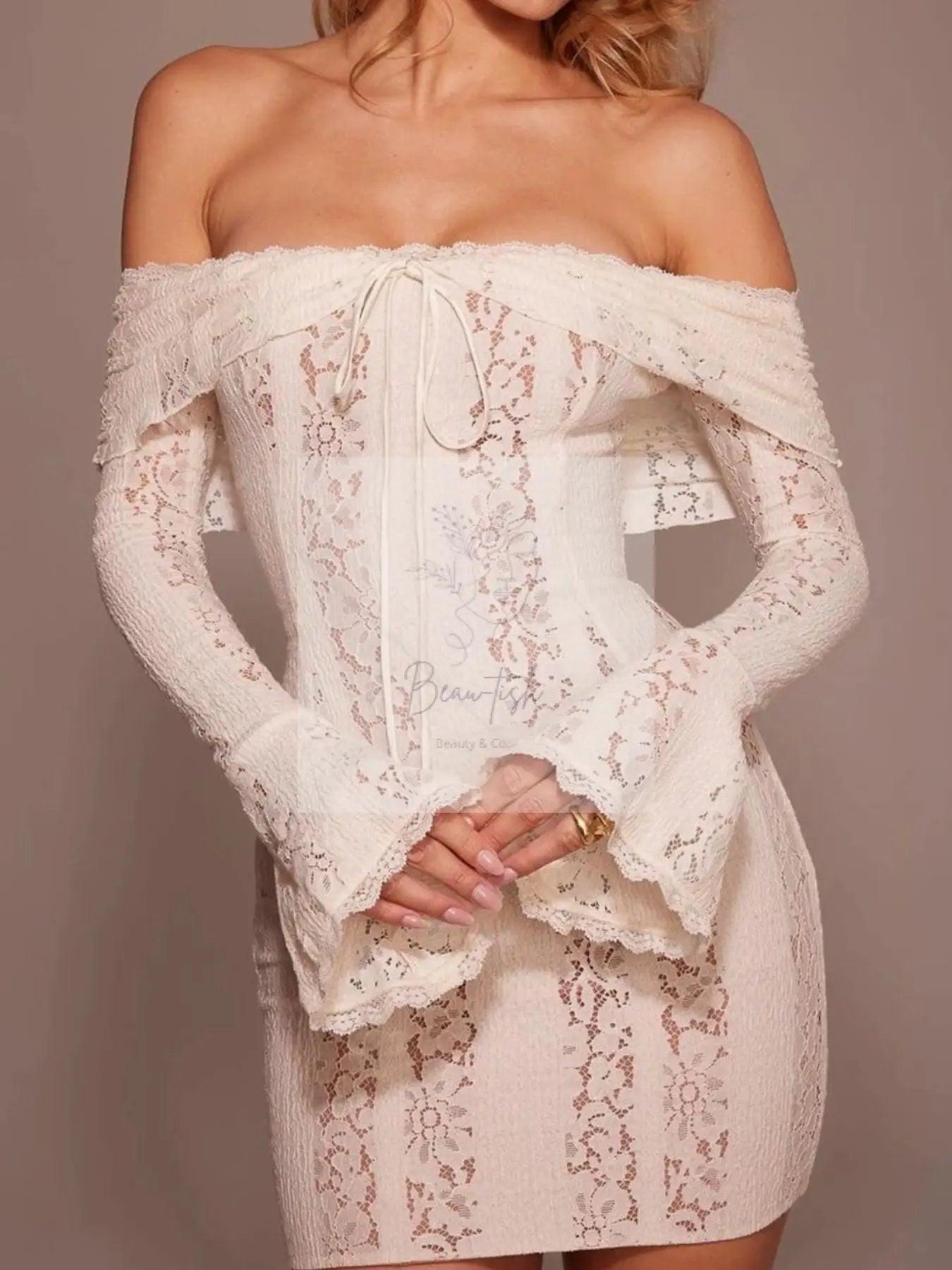 Off-Shoulder Lace Mini Dress