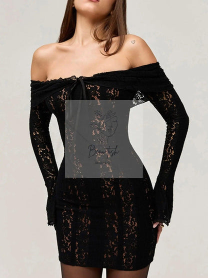 Off-Shoulder Lace Mini Dress