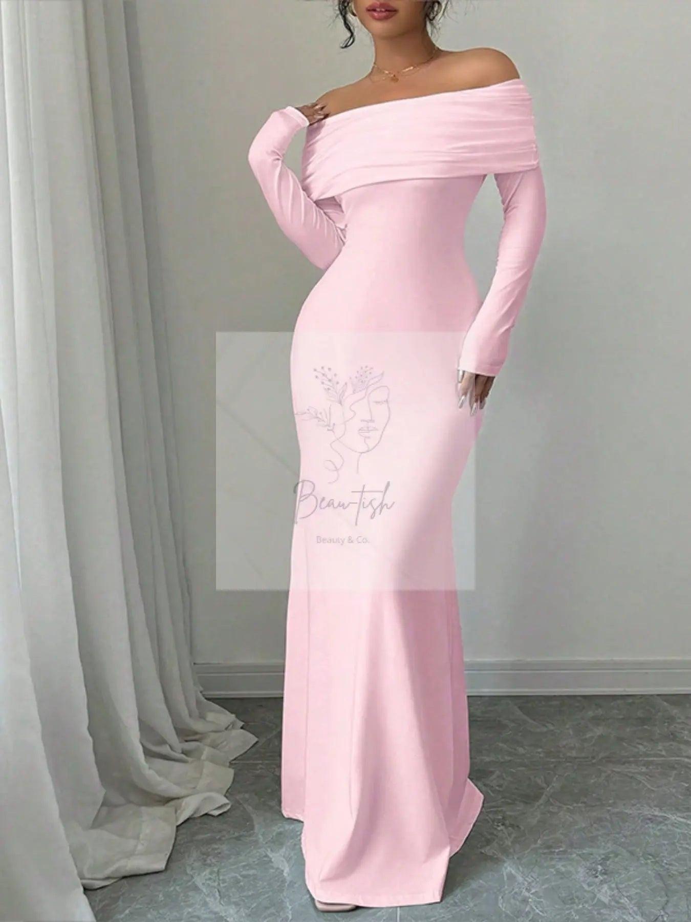 Off-Shoulder Long Sleeve Bodycon Maxi Dress