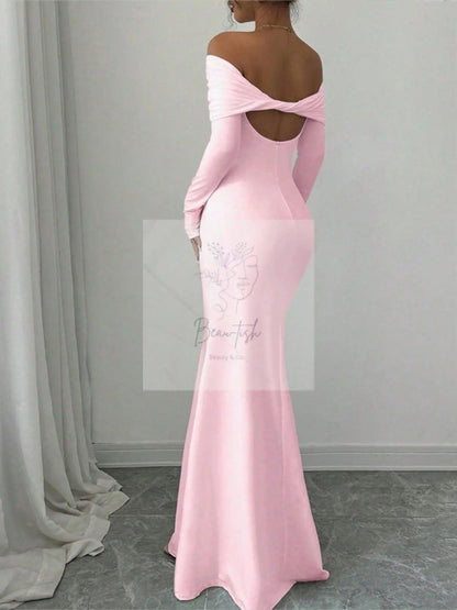 Off-Shoulder Long Sleeve Bodycon Maxi Dress