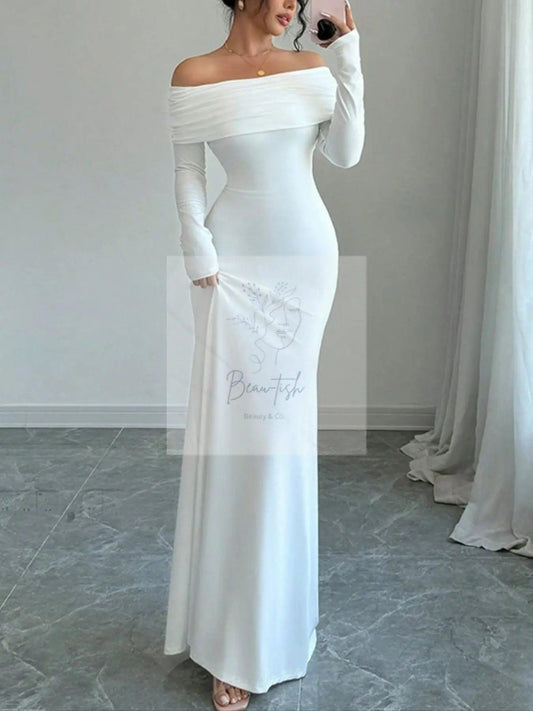 Off-Shoulder Long Sleeve Bodycon Maxi Dress
