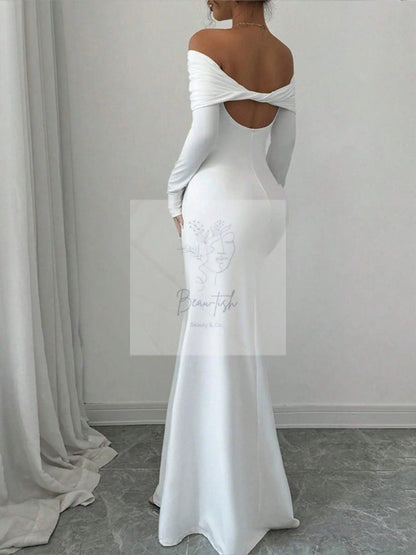Off-Shoulder Long Sleeve Bodycon Maxi Dress