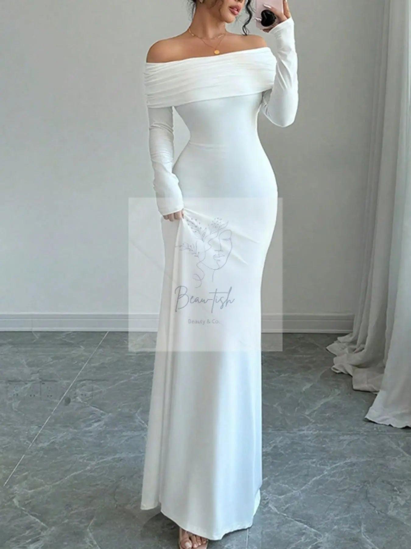 Off-Shoulder Long Sleeve Bodycon Maxi Dress