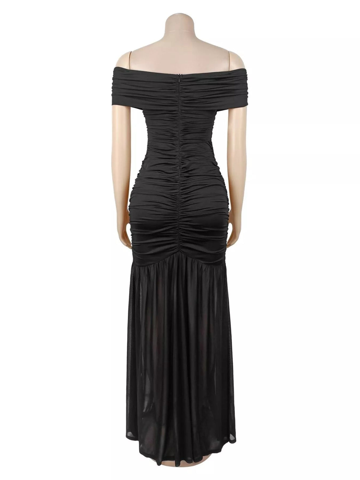 Off-Shoulder Ruched Mermaid Maxi Dress