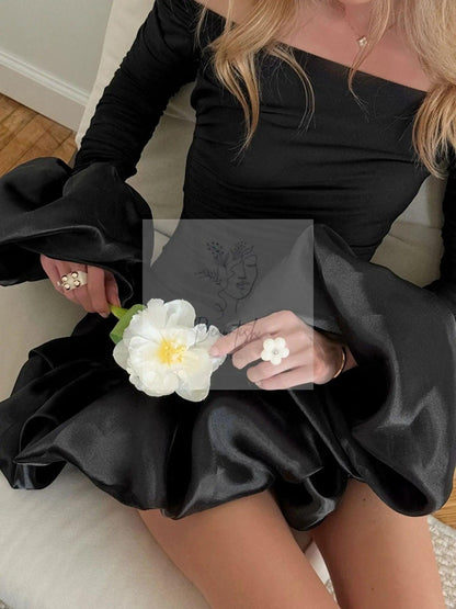Off-Shoulder Ruffle Hem Mini Dress