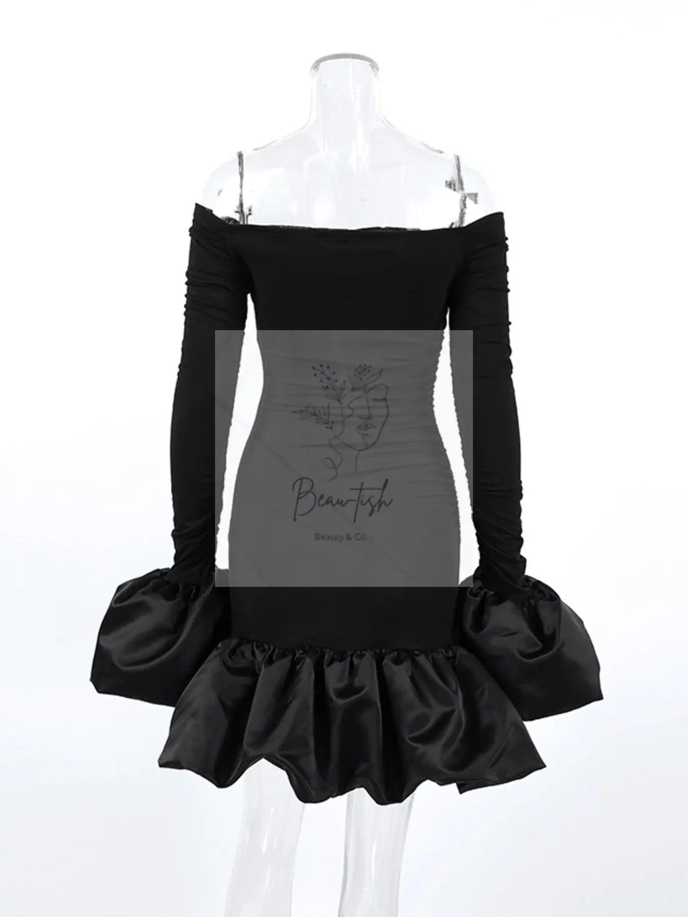 Off-Shoulder Ruffle Hem Mini Dress