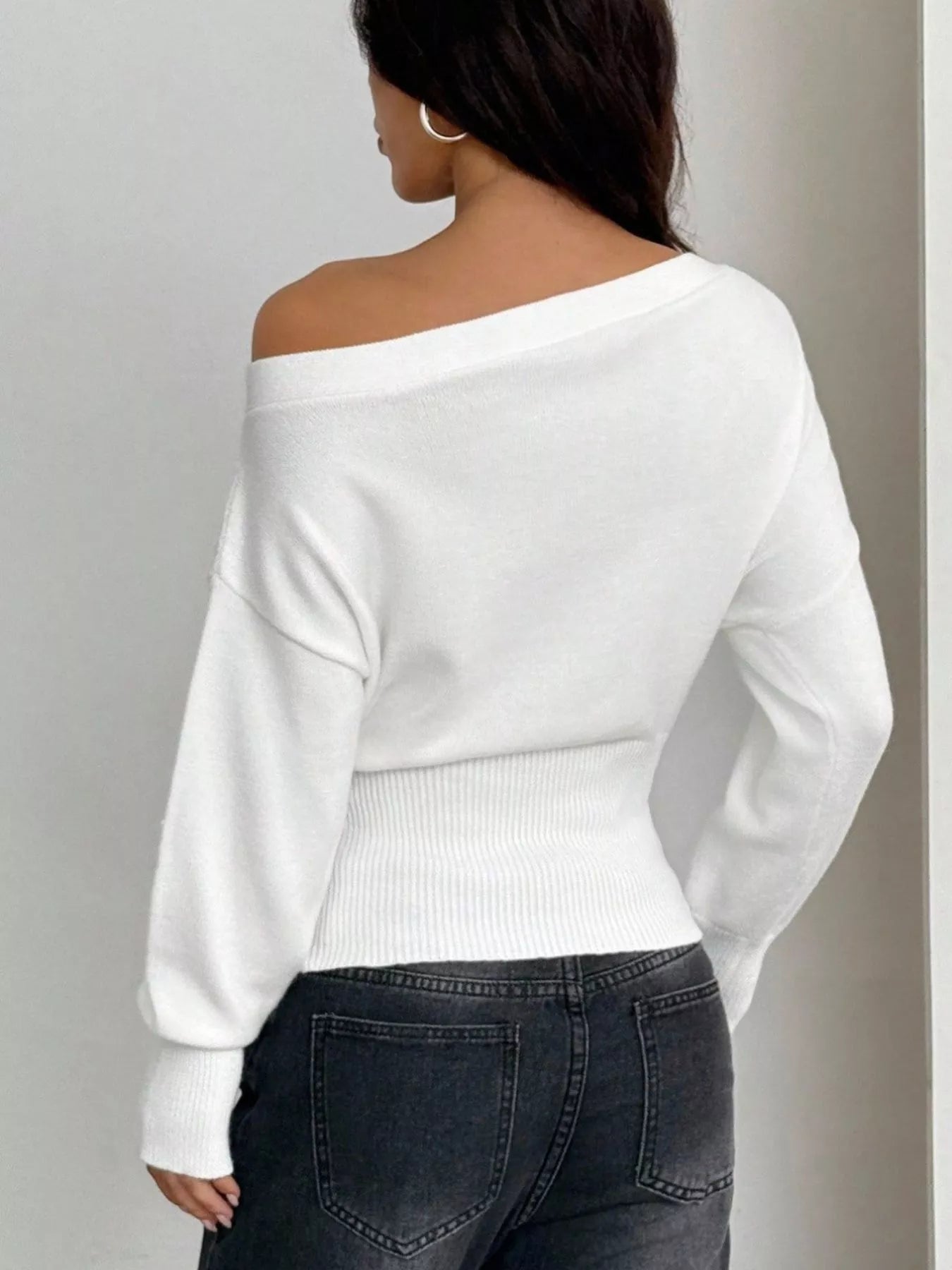 One Shoulder Cropped Sweater