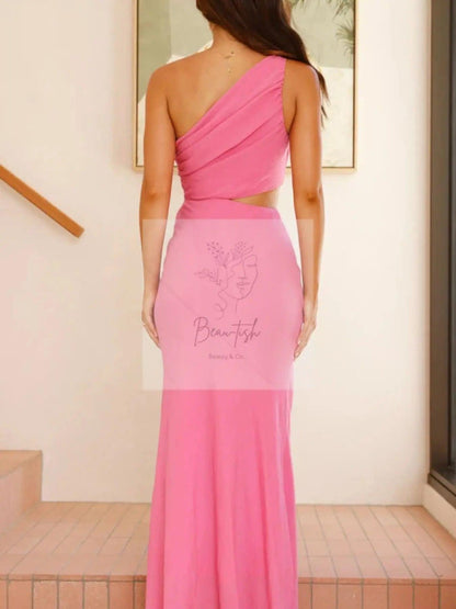 One-Shoulder Floral Cutout Dress