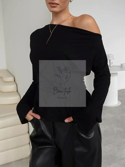 One Shoulder Long Sleeve Top