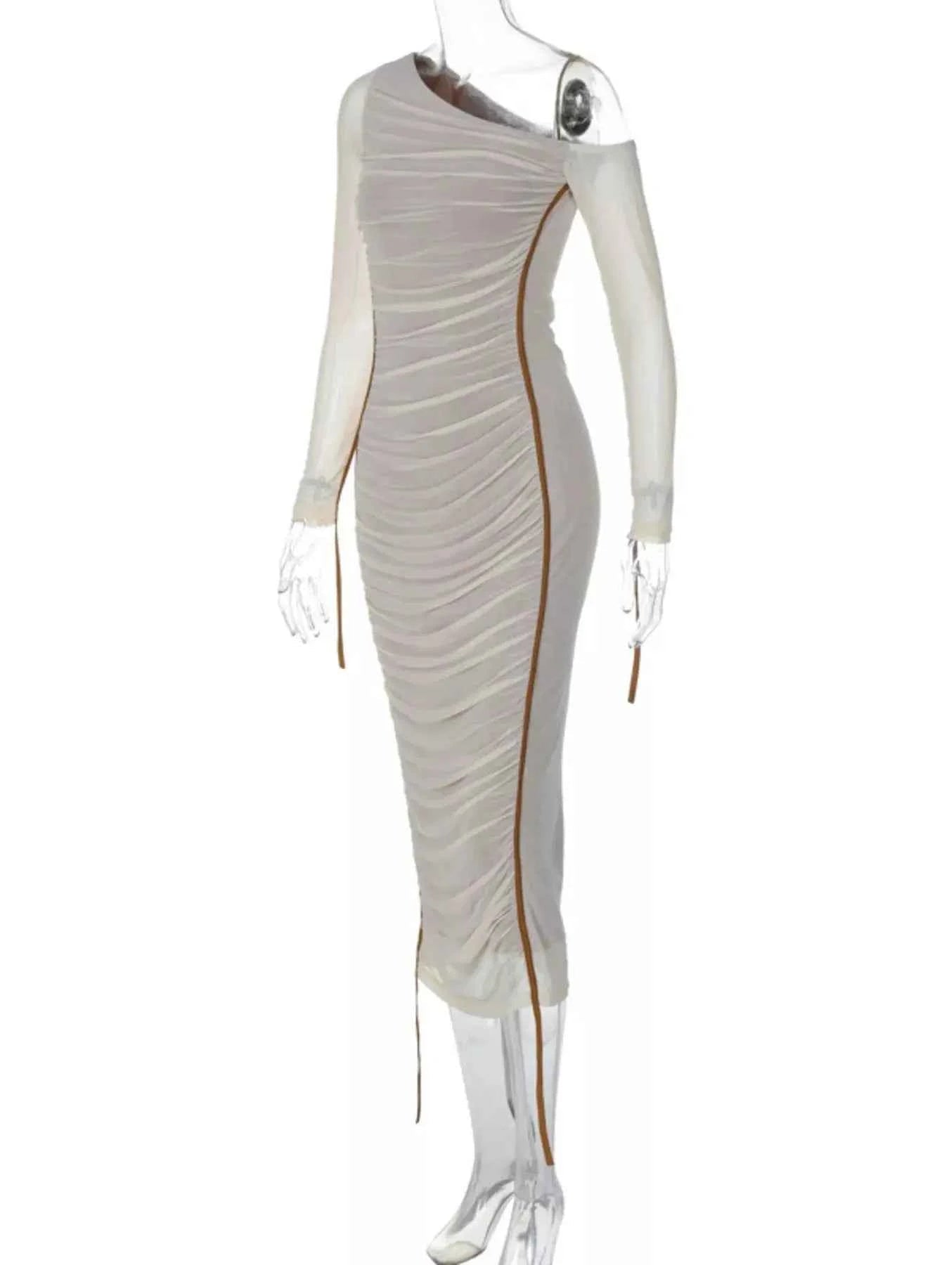 One-Shoulder Ruched Bodycon Midi Dress