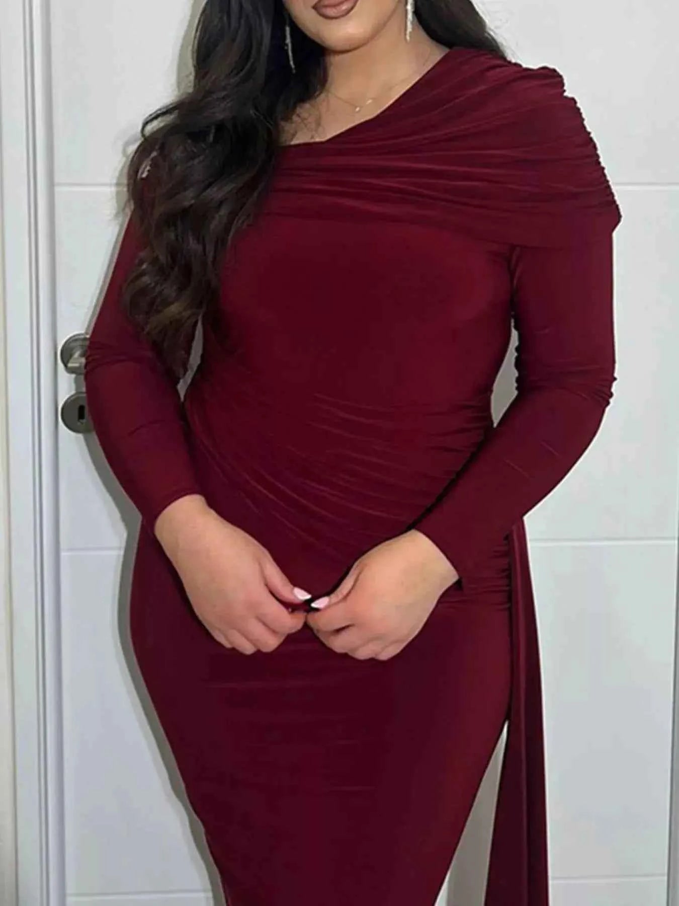 One-Shoulder Ruched Maxi Dress