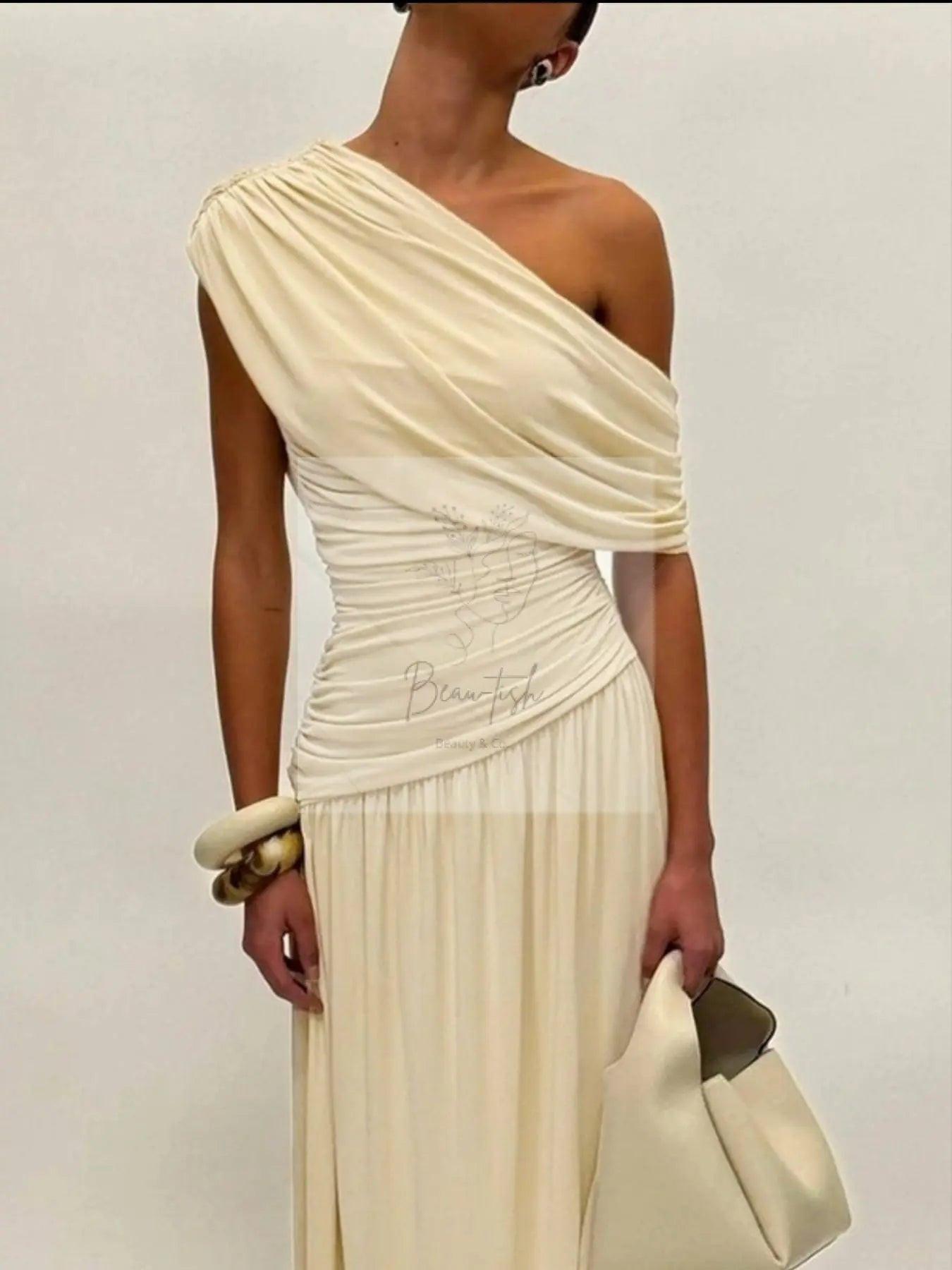 One-Shoulder Ruched Maxi Dress