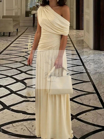 One-Shoulder Ruched Maxi Dress