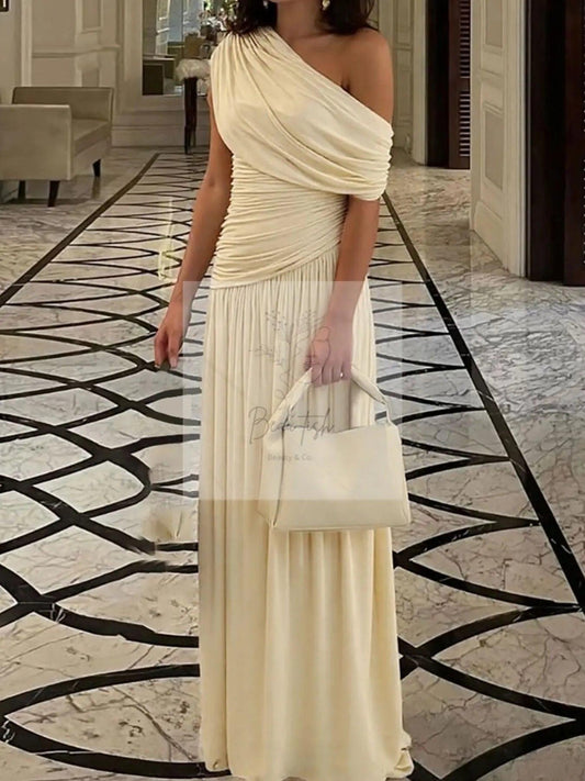 One-Shoulder Ruched Maxi Dress
