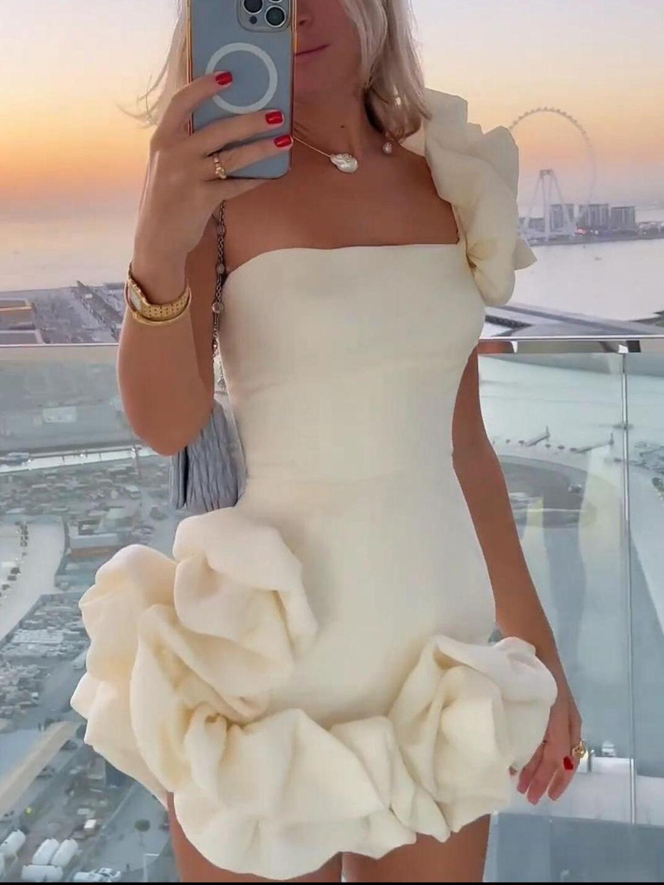 One-Shoulder Ruffle Mini Dress