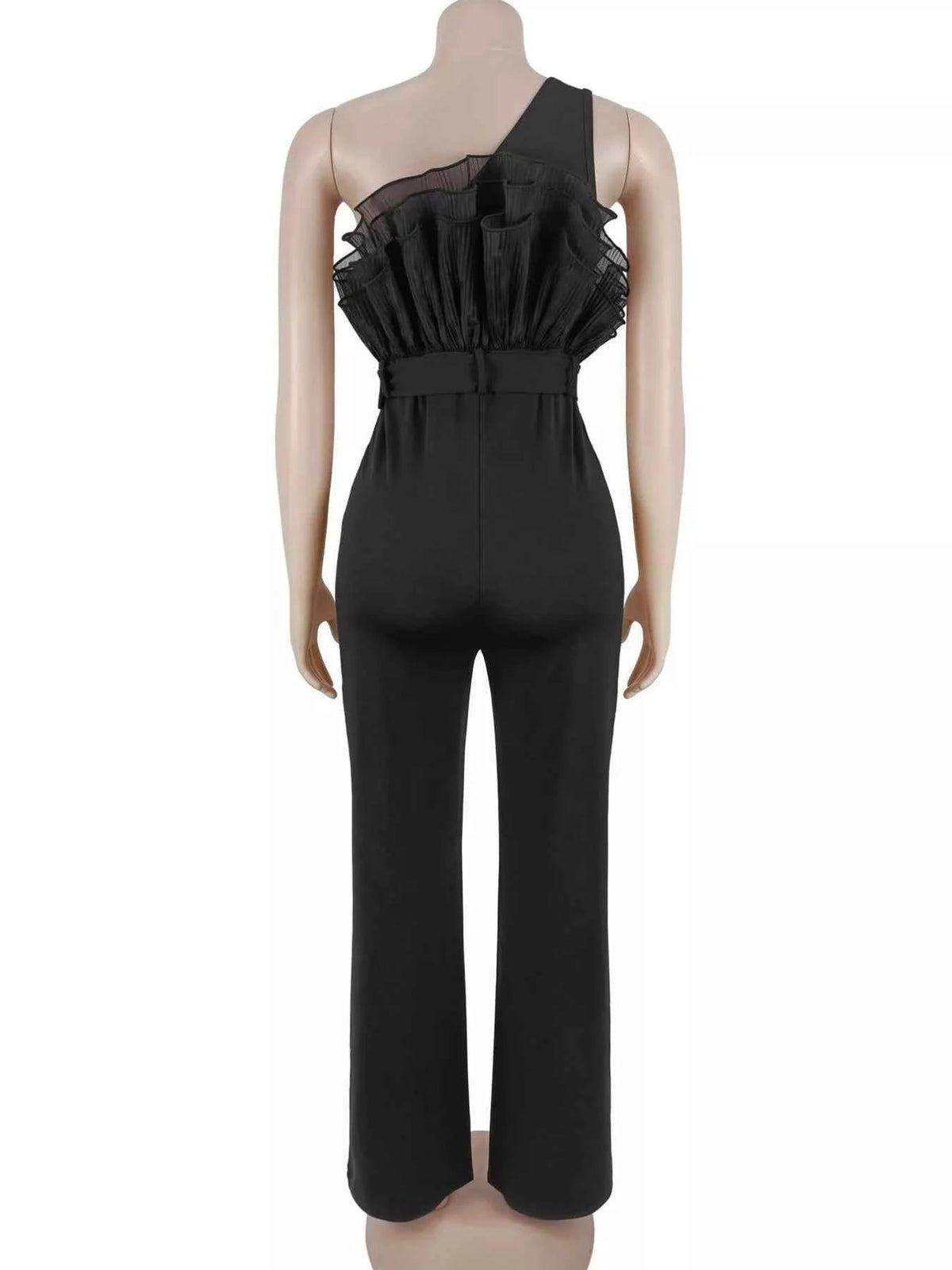 One-Shoulder Ruffled Wide-Leg Jumpsuit