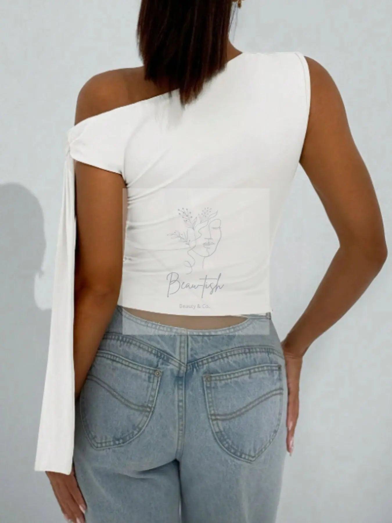 One-Shoulder Tie Detail Top