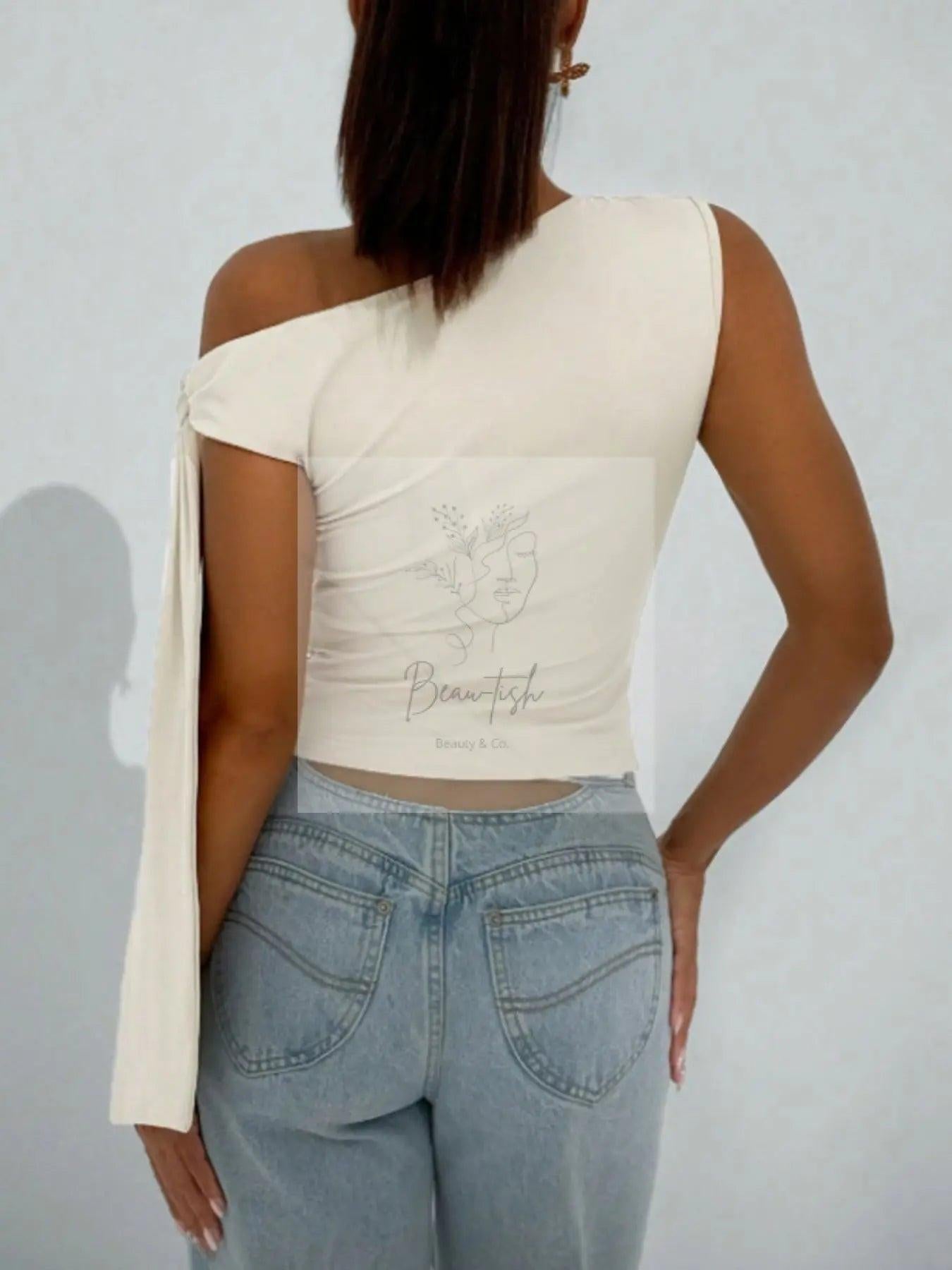 One-Shoulder Tie Detail Top