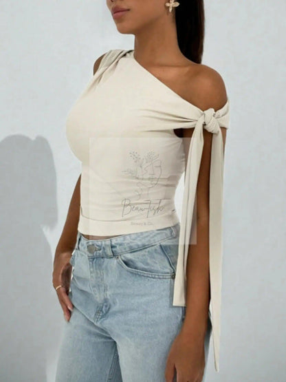 One-Shoulder Tie Detail Top