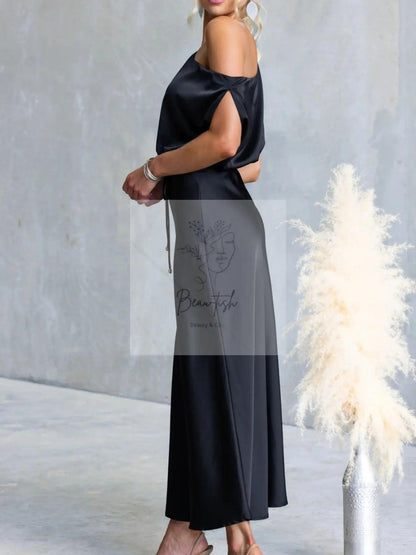 One-Shoulder Tied Midi Dress