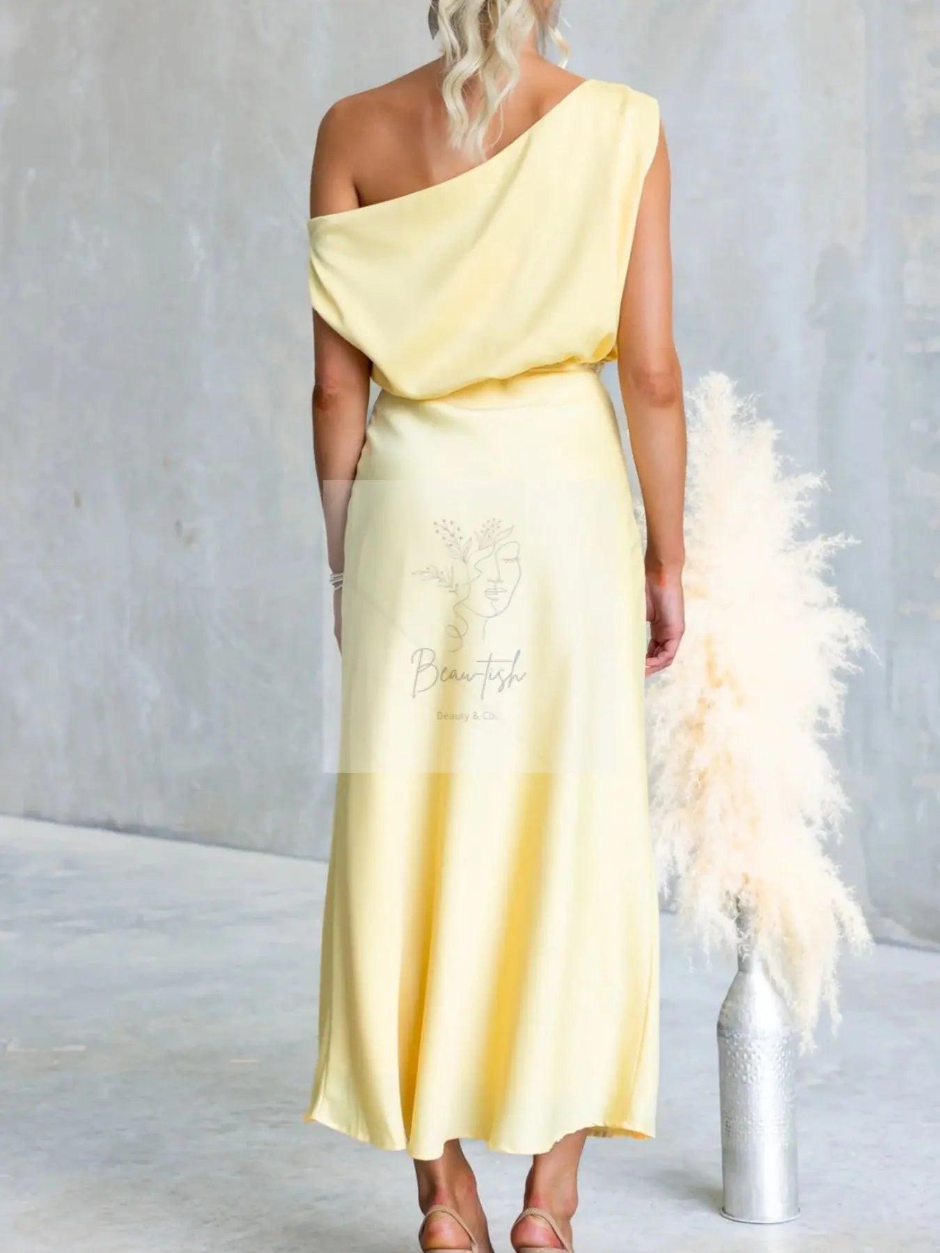 One-Shoulder Tied Midi Dress