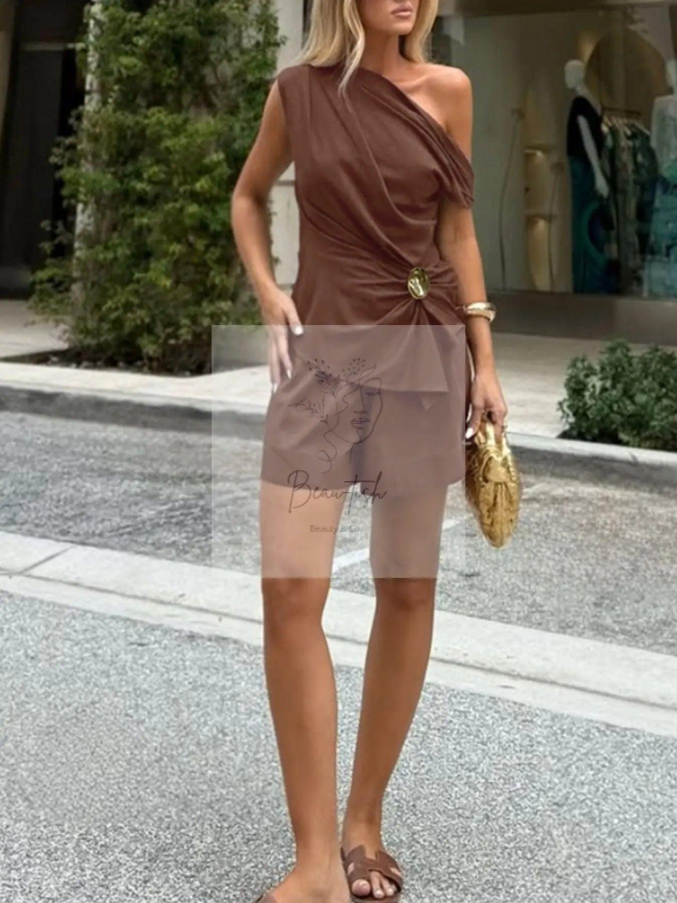 One-Shoulder Top and Shorts Set