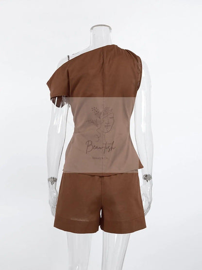 One-Shoulder Top and Shorts Set