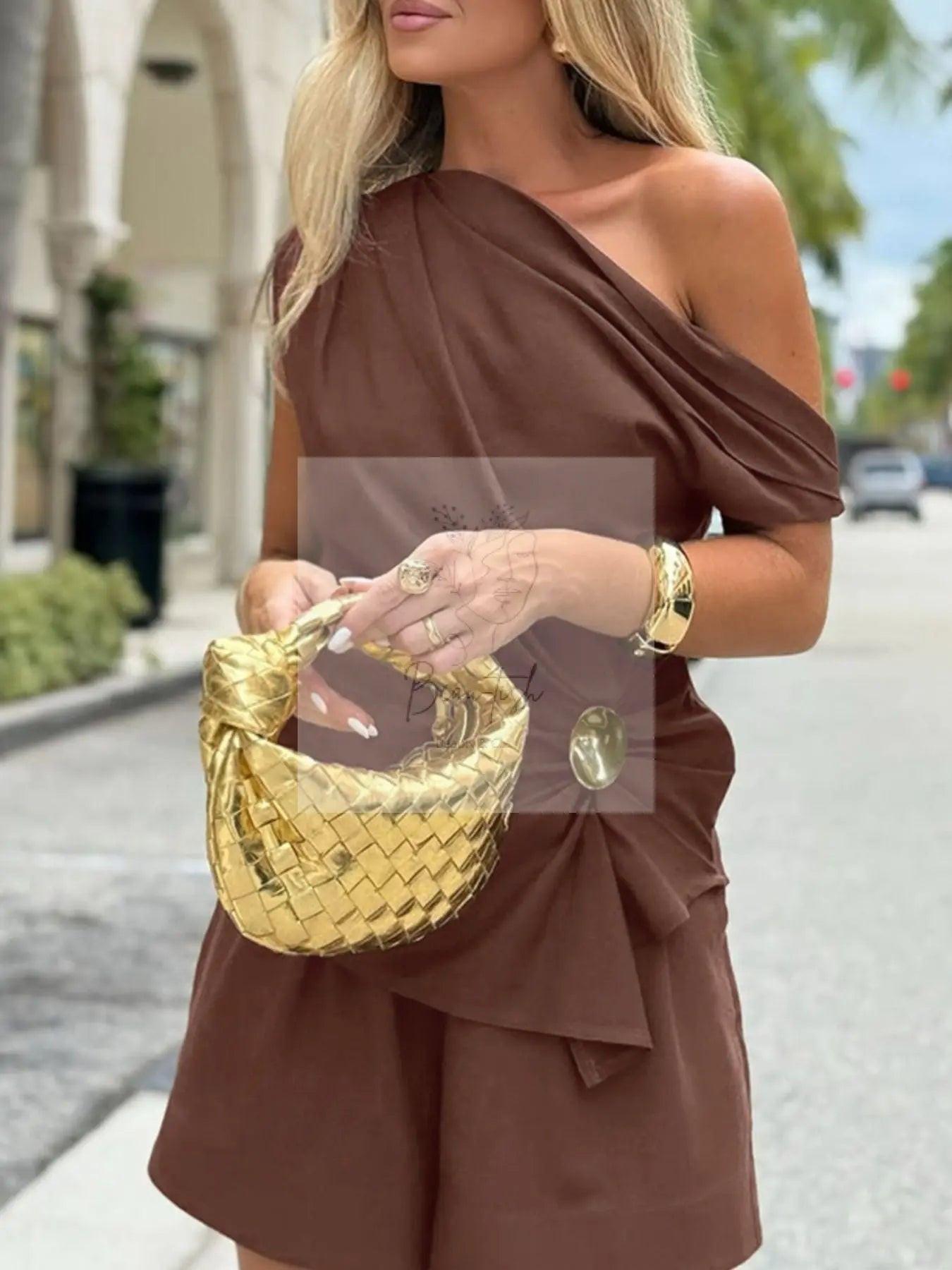 One-Shoulder Top and Shorts Set