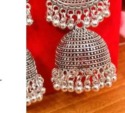 Oxidised Silver Party Wear Long Jhumka's