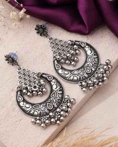Oxidized Earrings With Ghungroo