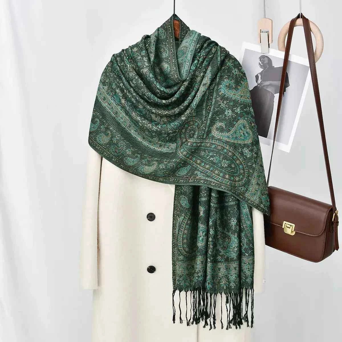 Paisley Patterned Raw Hem Scarf
