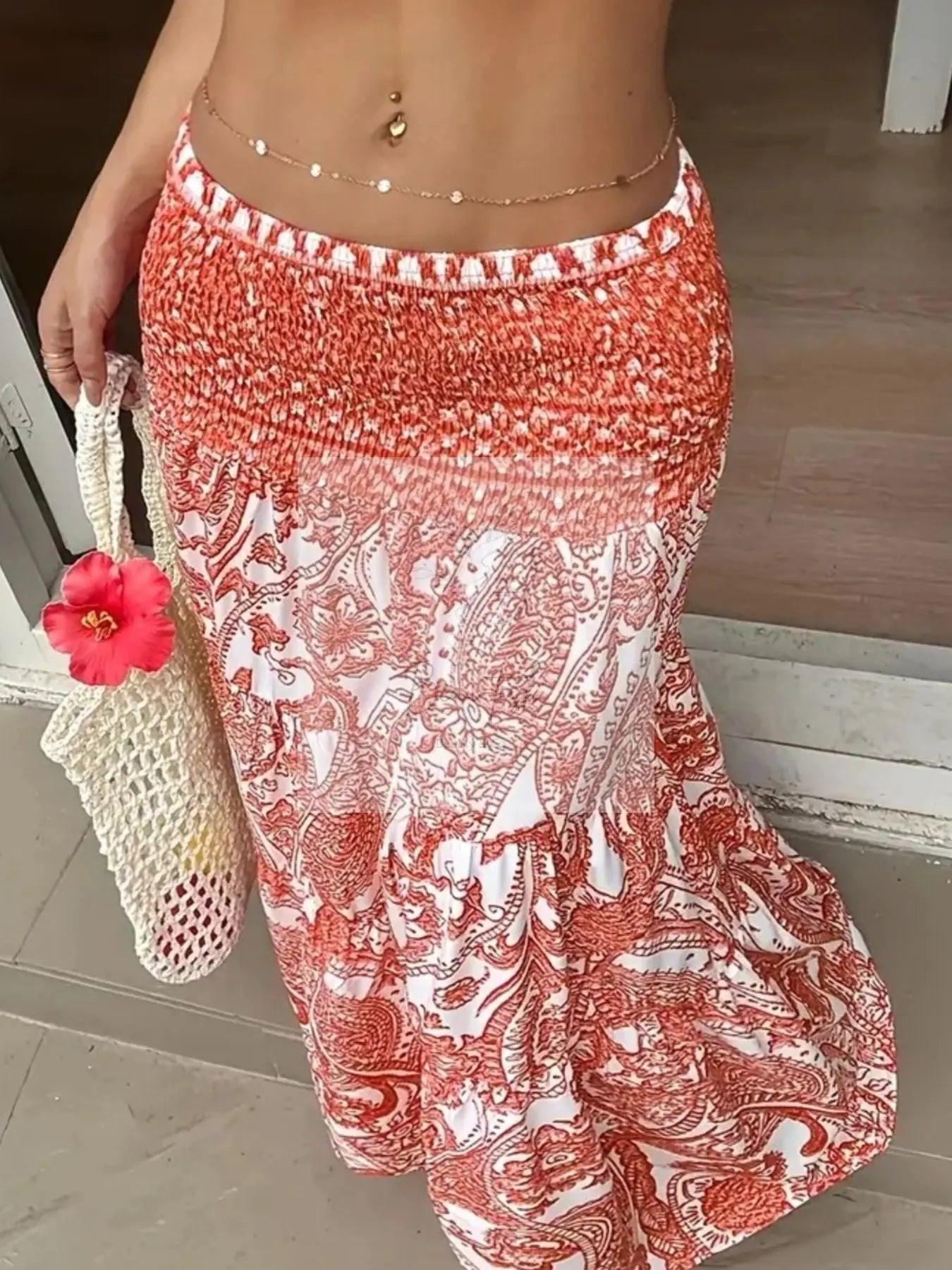 Paisley Print Maxi Skirt