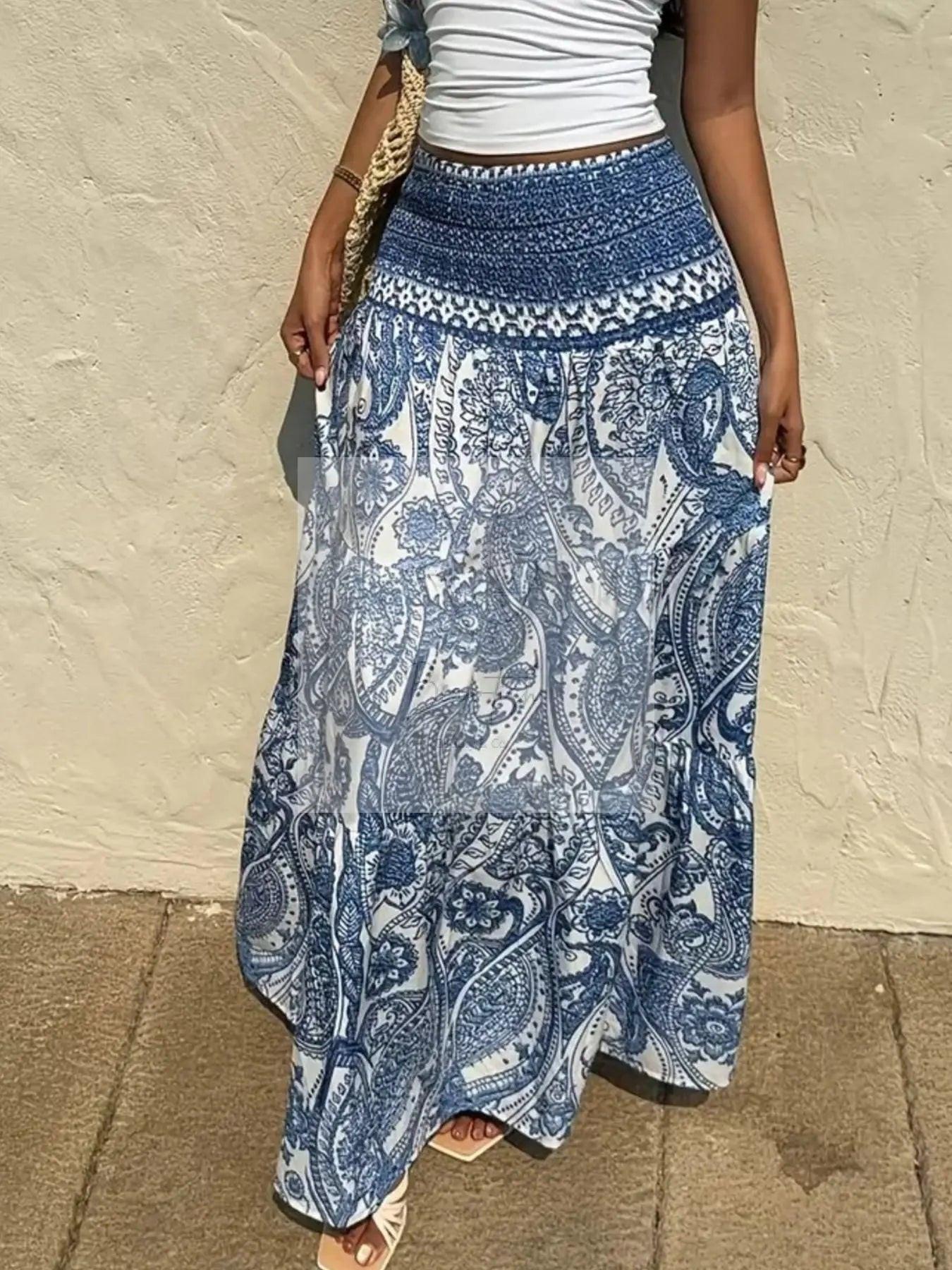 Paisley Print Maxi Skirt