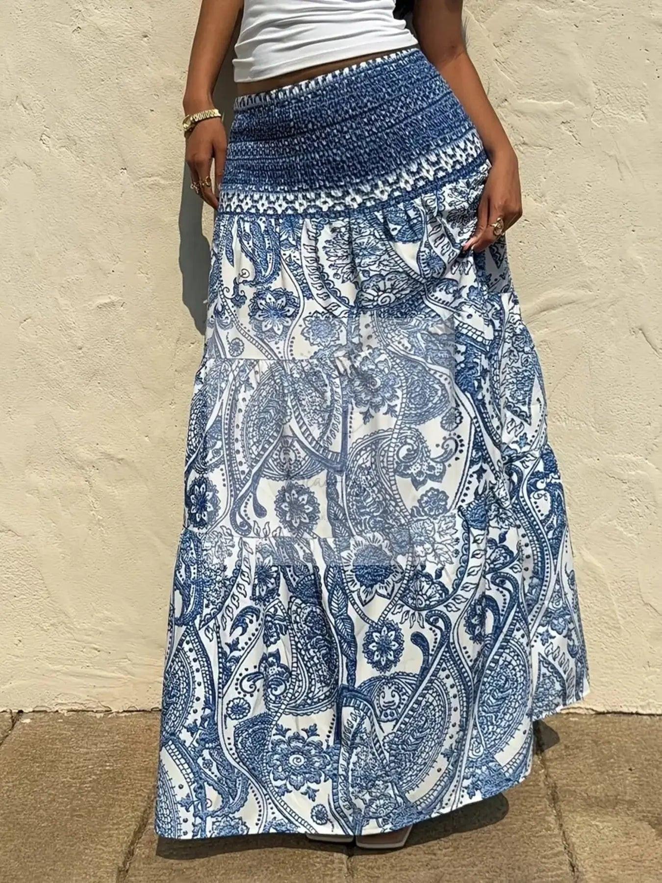 Paisley Print Maxi Skirt