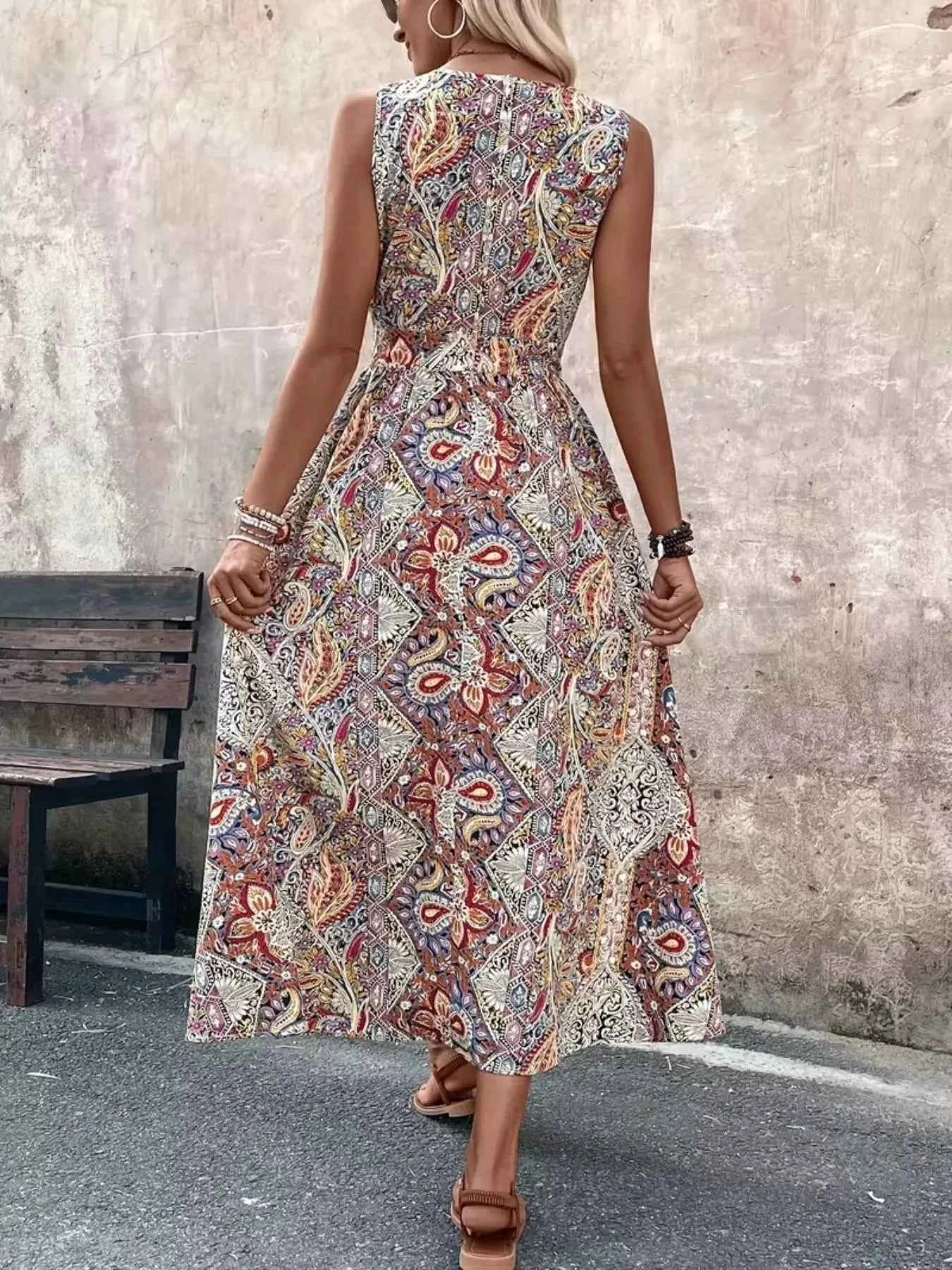 Paisley Print Sleeveless Romper