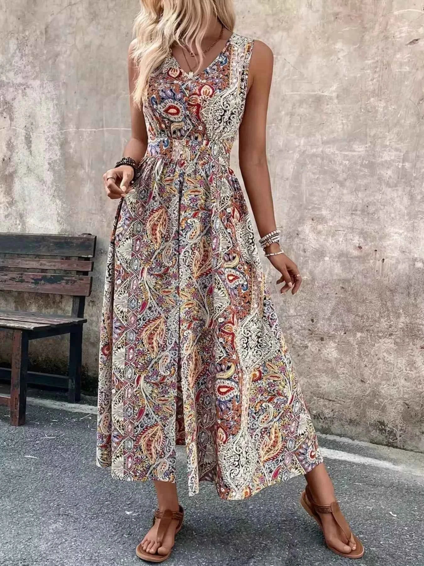 Paisley Print Sleeveless Romper