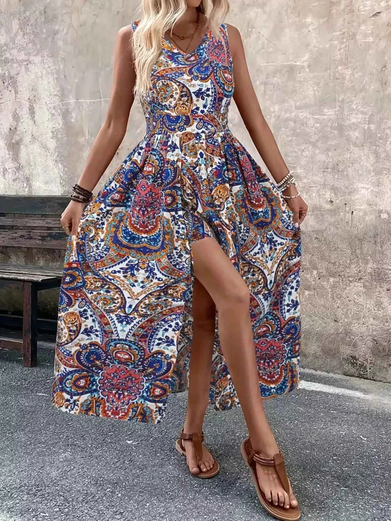 Paisley Print Sleeveless Romper