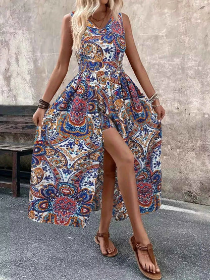Paisley Print Sleeveless Romper