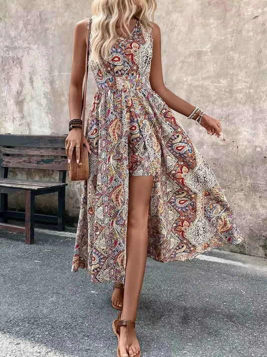 Paisley Print Sleeveless Romper