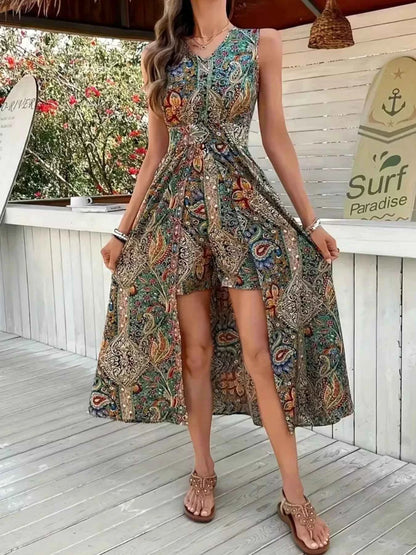 Paisley Print Sleeveless Romper