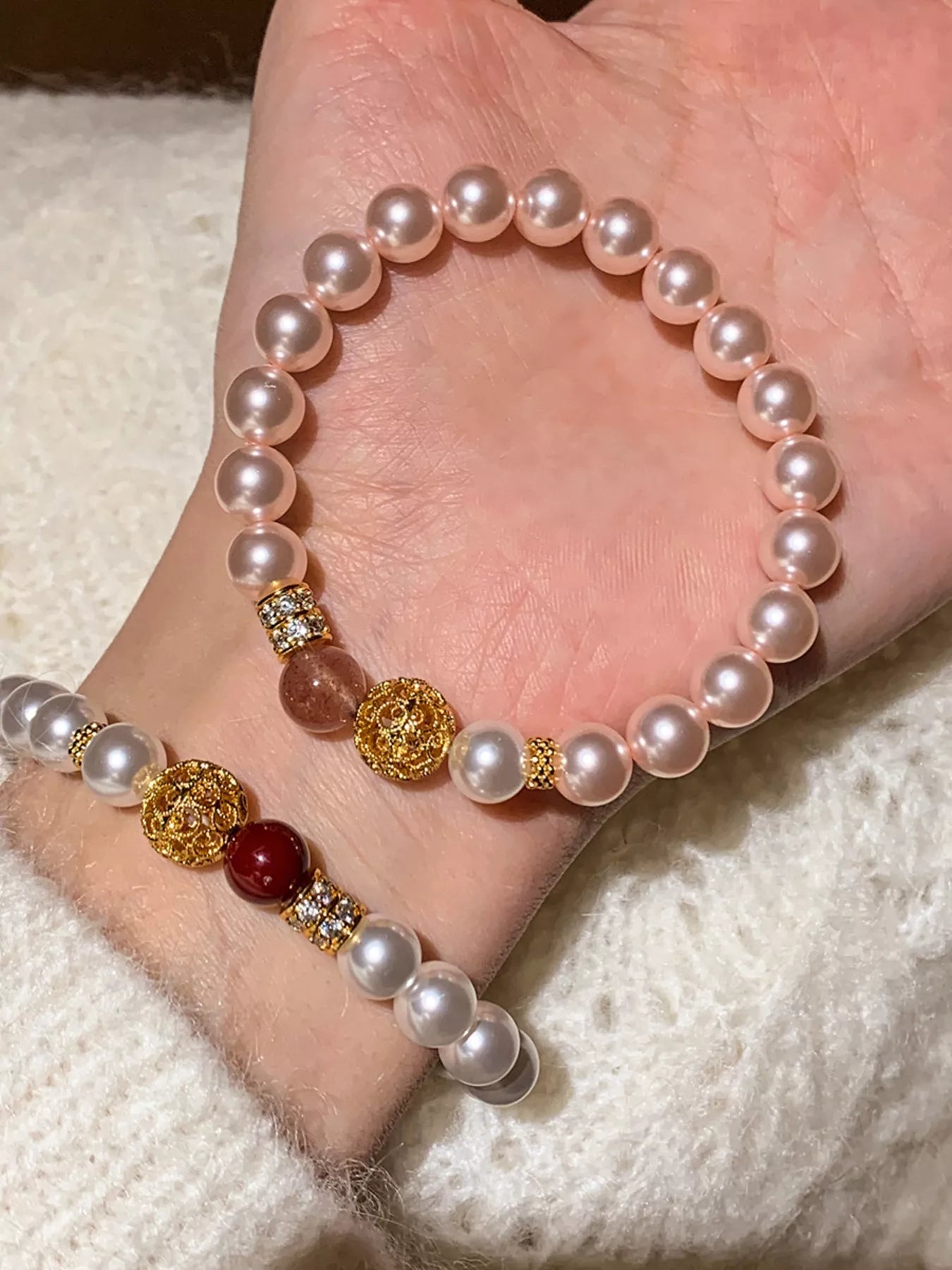Pearl Crystal Chain Bracelet