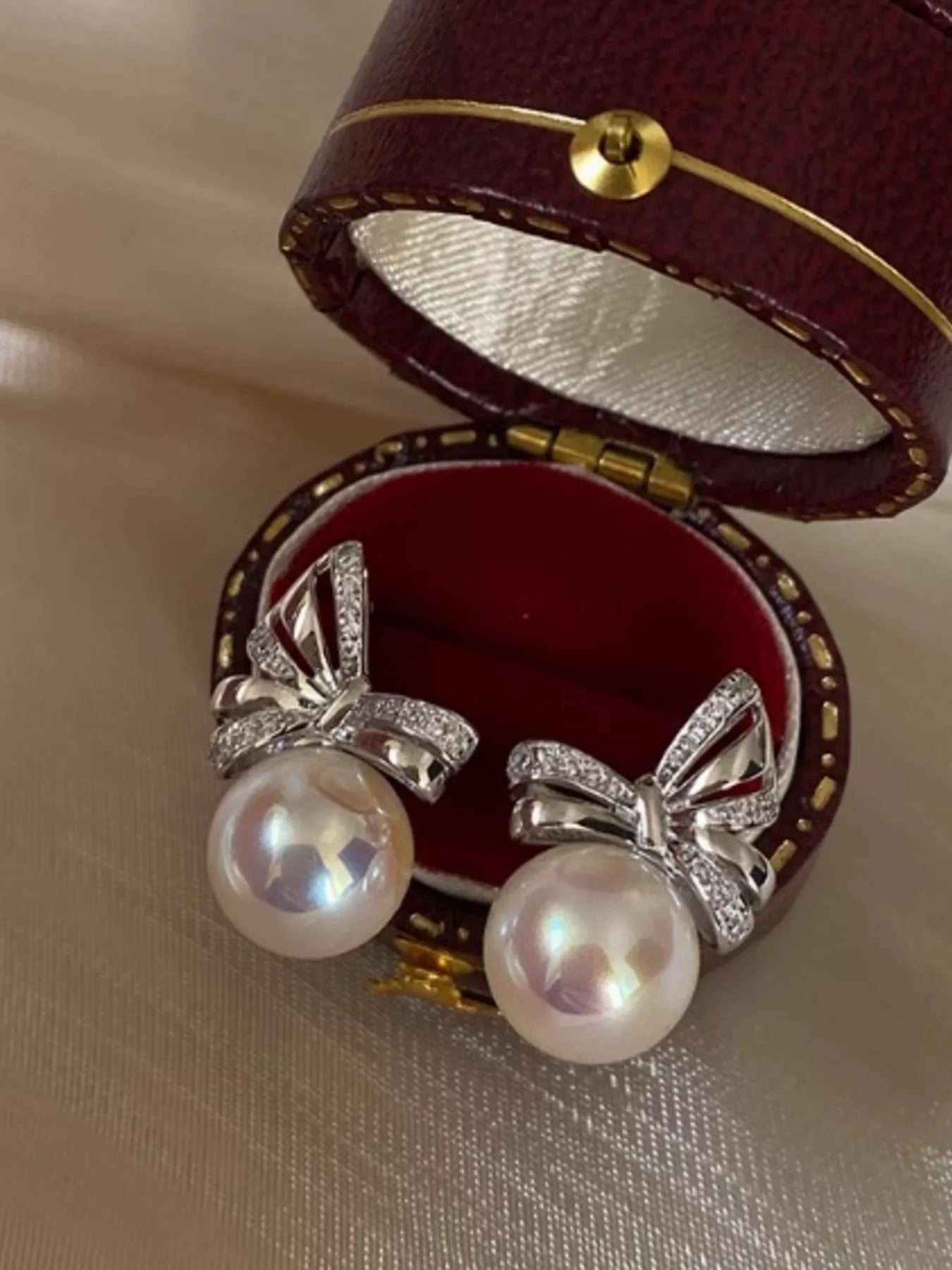 Pearl Bow Drop Earrings