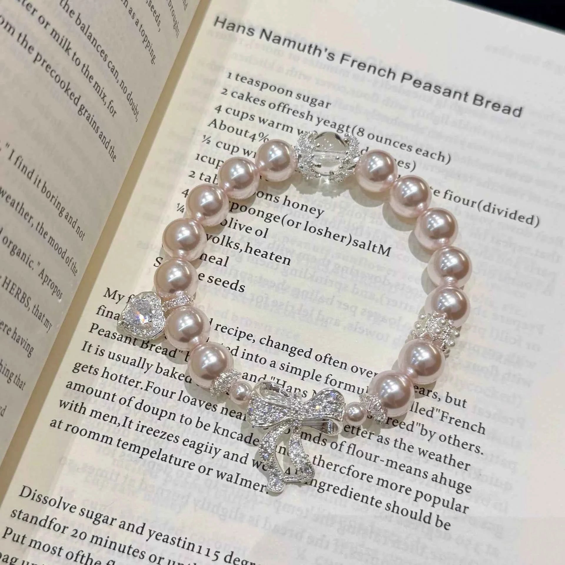 Pearl Bracelet with Bow Charm