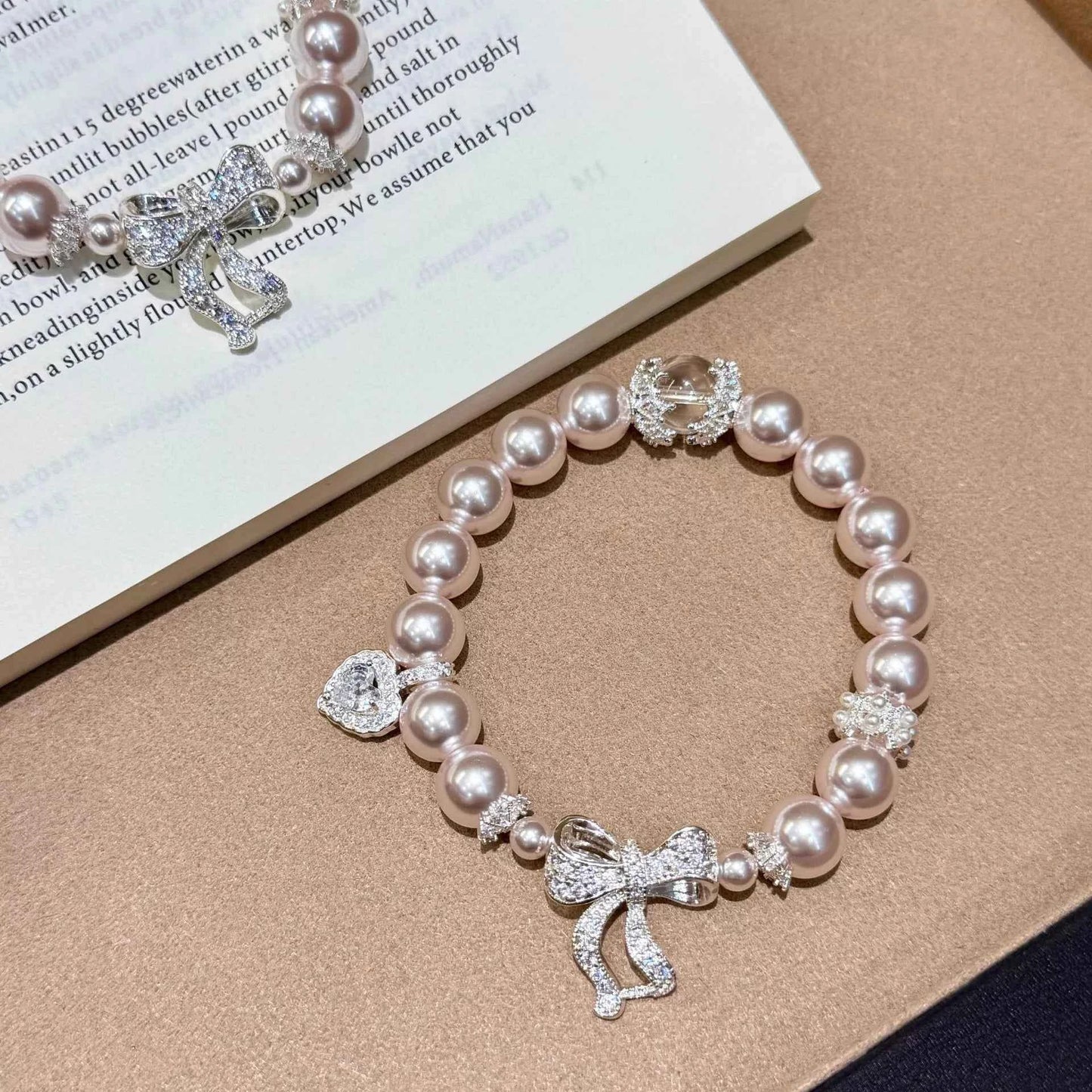 Pearl Bracelet with Bow Charm