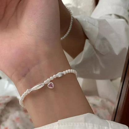 Pearl Fish Bracelet with Heart Charm