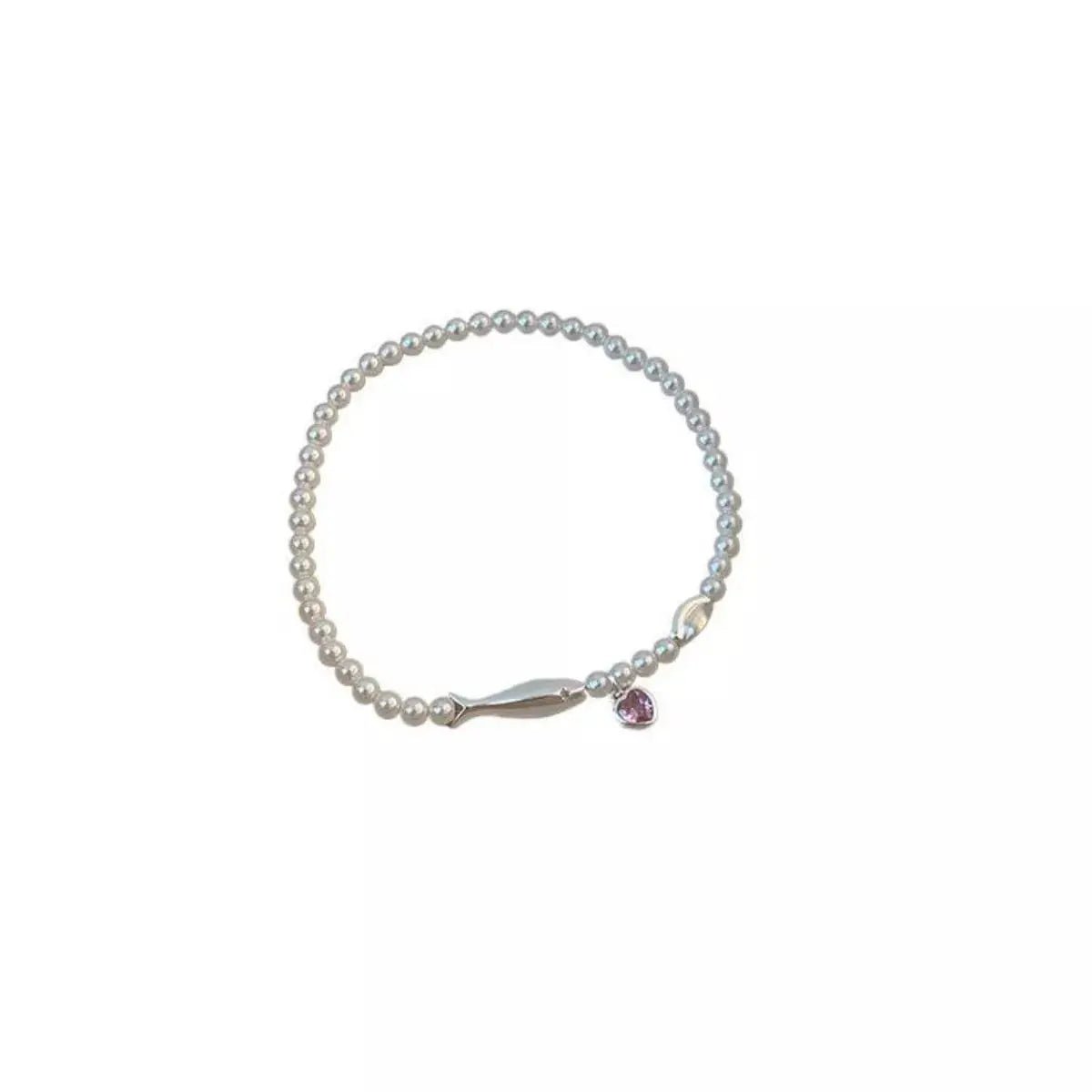 Pearl Fish Bracelet with Heart Charm